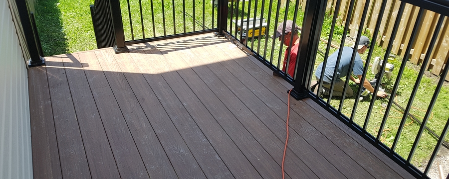 Deck with metal railing